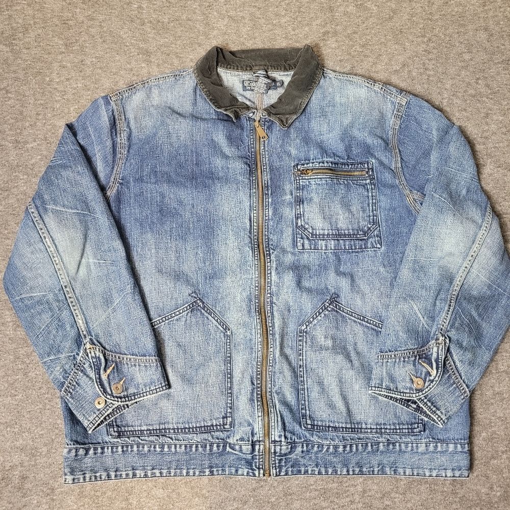 Vtg Polo Ralph Lauren Mens Size 2XL Blue Denim Projet Jacket Corduroy Collar